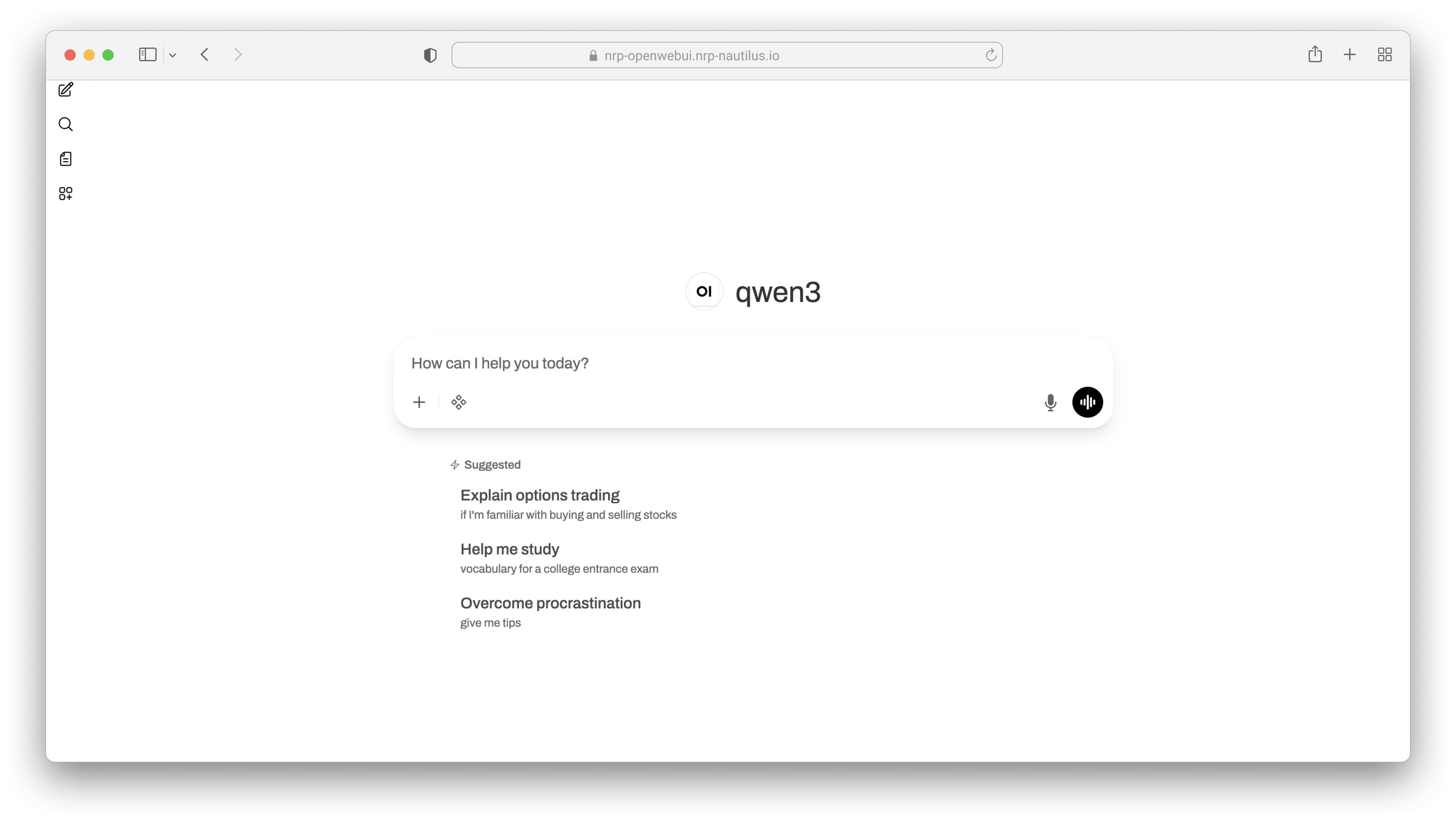 Open WebUI chat running on the OSRN